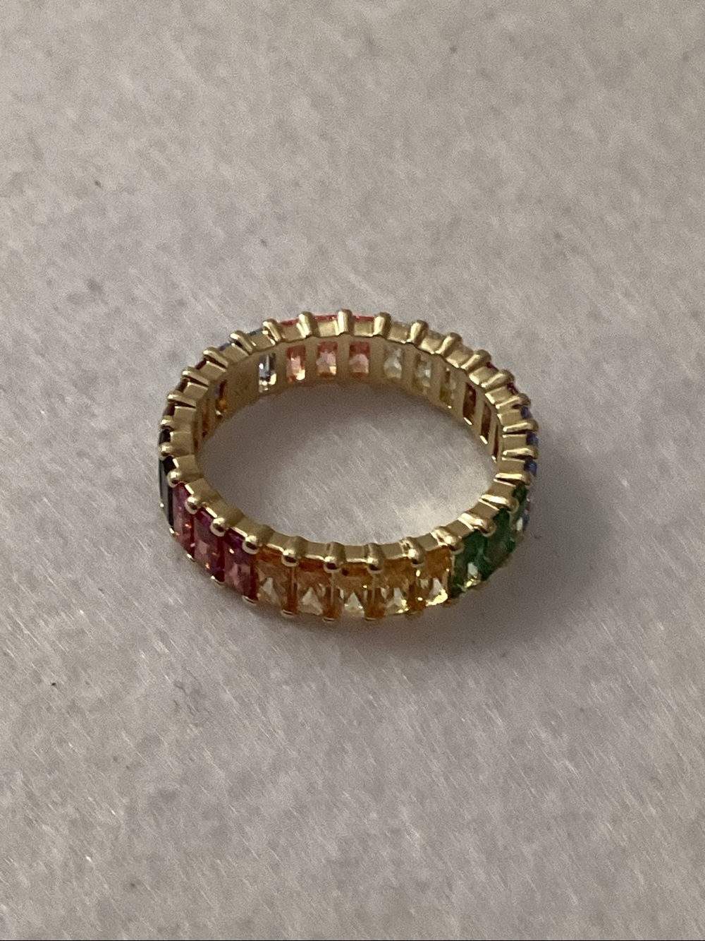 Swarovski Multicolored Baguette Cut Gold-Tone Plated Matrix Ring size 6.5 - Picture 10 of 16